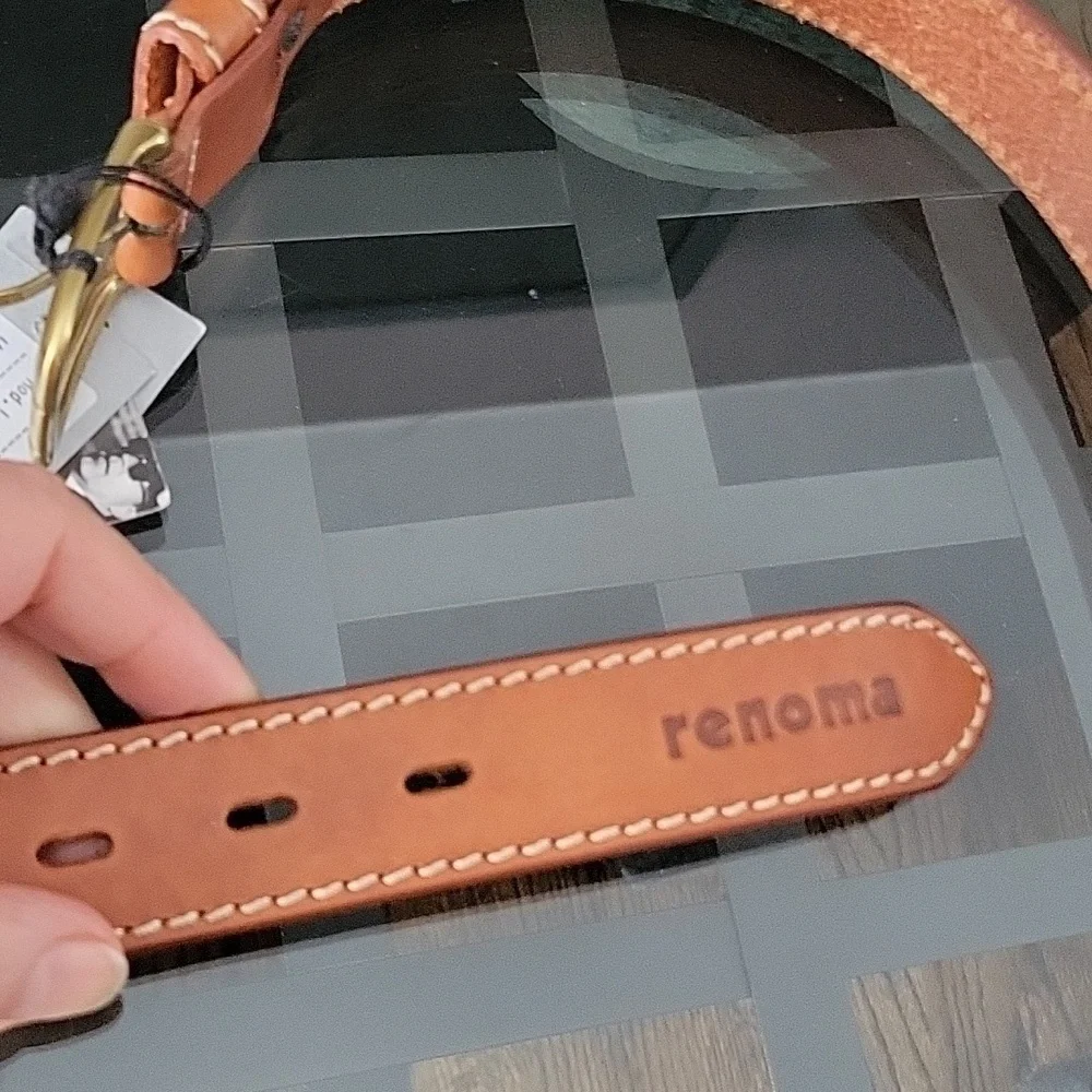 Brown Leather Renoma Paris Made Italy Genuine Belt Unisex Logo New Handmade L,XL